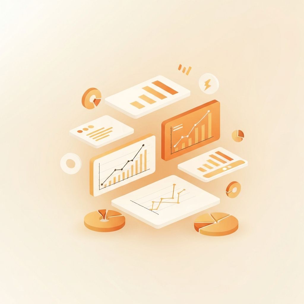 Dashboard and analytics illustration with charts and data widgets